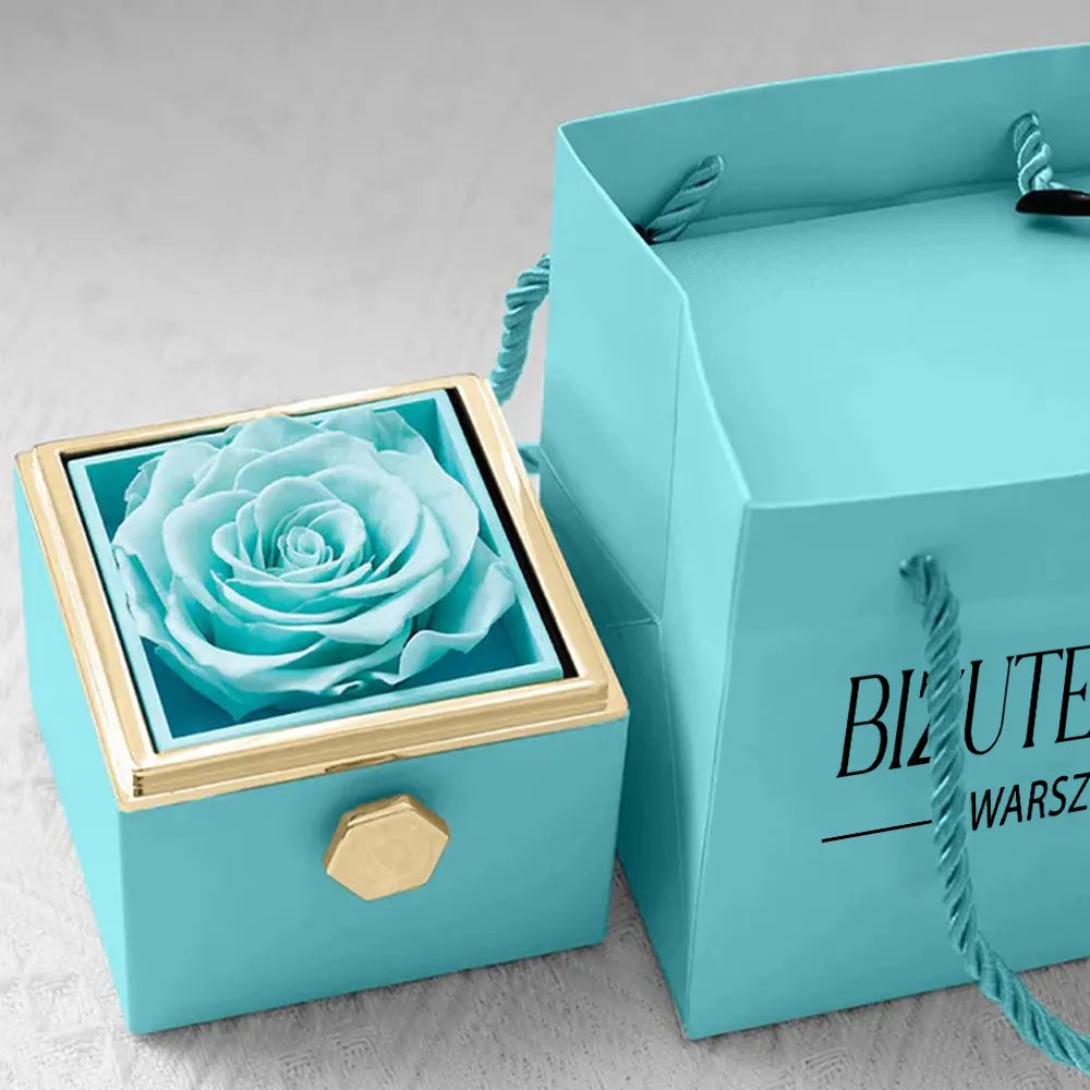 GRAWEROWANY NASZYJNIK WIECZNA RÓŻA W PUDEŁKU