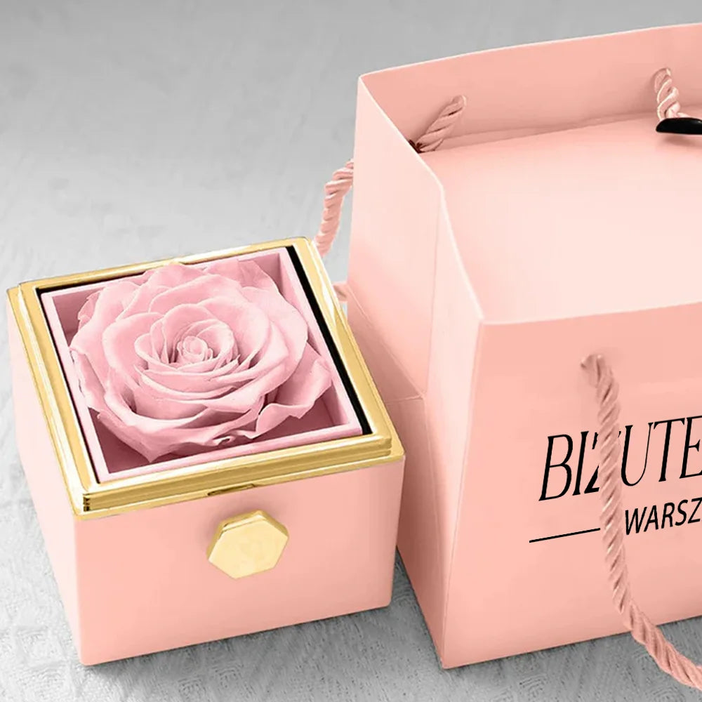 GRAWEROWANY NASZYJNIK WIECZNA RÓŻA W PUDEŁKU