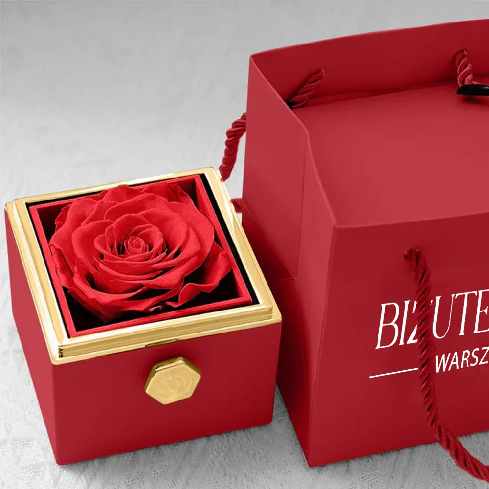 GRAWEROWANY NASZYJNIK WIECZNA RÓŻA W PUDEŁKU