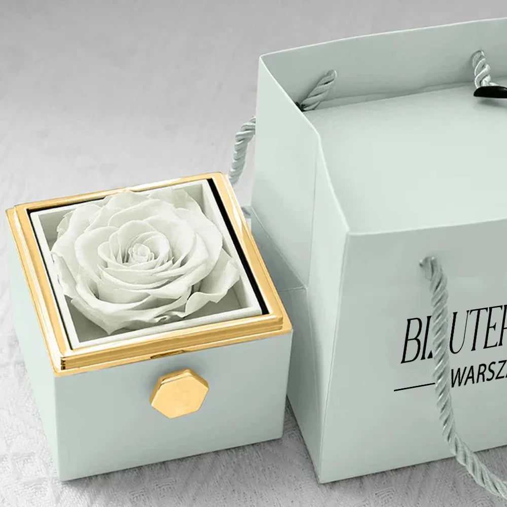 GRAWEROWANY NASZYJNIK WIECZNA RÓŻA W PUDEŁKU